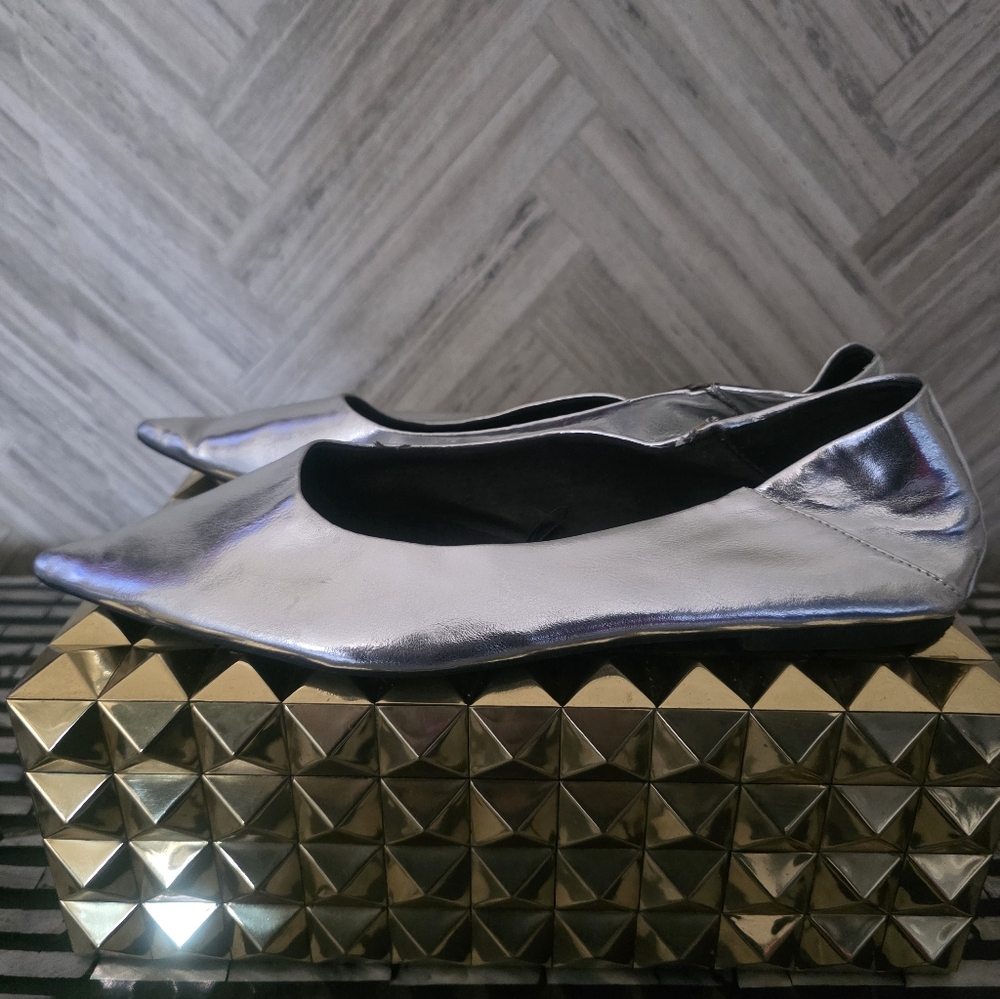 ZARA Silver Babouche-Style Flats – Fold-Down Heel (Size 40, Never Worn) - Picture 4 of 6